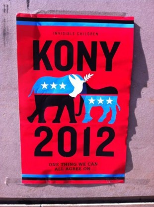 A picture of a Kony 2012 poster on South Great Georges Street in Dublin at the weekend
