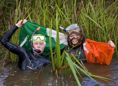 An Irish contingent at the World Bog-Snorkelling Championships in Llanwyrtd Wells in 2006 - the Welsh town will host an alternative to the Olympics this summer.