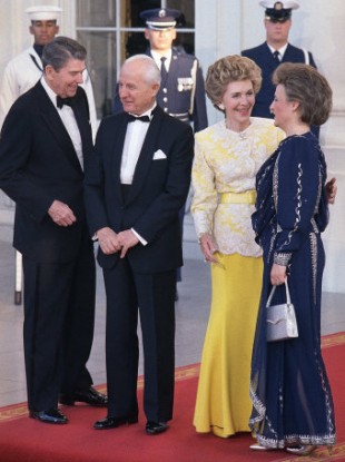 1988 file photo of Turkish President Kenan Evren with US President Ronald Reagan.