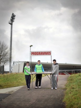 Programme sellers at an Allianz League match in February