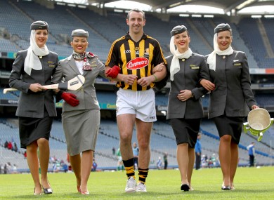 Kilkenny's Eoin Larkin with Etihad Airways staff.