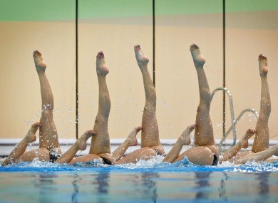 The USA Olympic Synchronised Swimming Team were in training in Abbotstown yesterday.