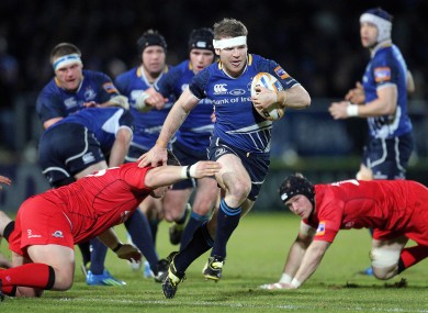 Leinster's Gordon D'Arcy makes a break against Edinburgh.