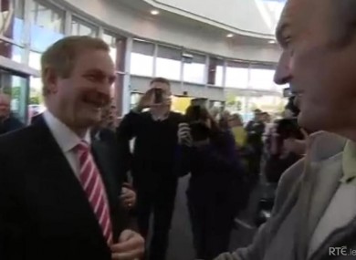 Enda Kenny confronted by Paddy Doyle in Athlone yesterday