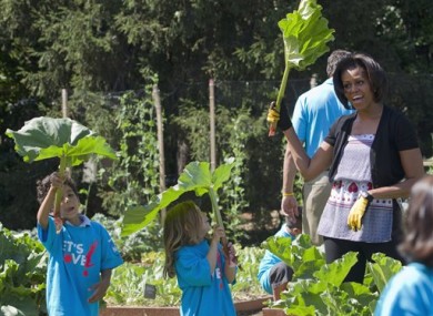 Michelle Obama shows off her gardening skills