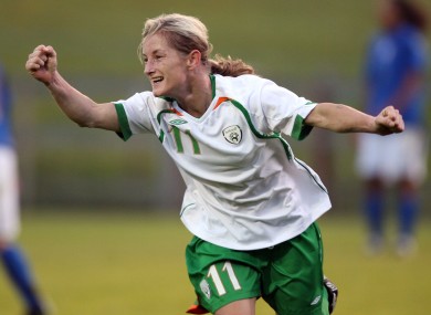 Half-century: Olivia O'Toole celebrates her 50th international goal for Ireland in 2007.