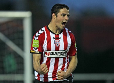 Stephen McLaughlin celebrates scoring.