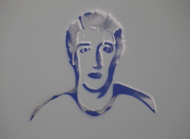 An artist's drawing of Facebook founder Mark Zuckerberg inside of Facebook headquarters in Menlo Park, California.