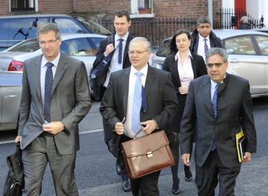 The ECB's Klaus Masuch, the EC's Istvan Szekely and the IMF's Ajai Chopra, in Dublin today.
