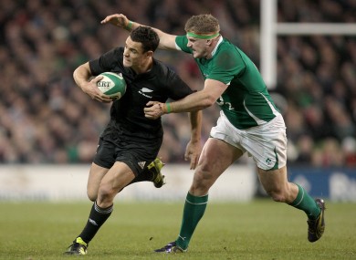 Carter tries to escape the attentions of Jamie Heaslip in 2010.