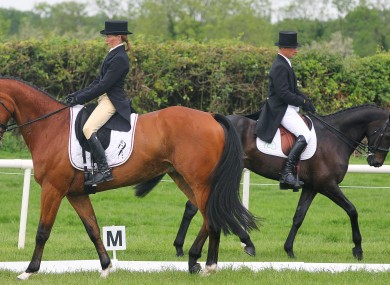 Competitors warm up before the dressage phase of Tattersalls International Horse Trials in Ratoath.