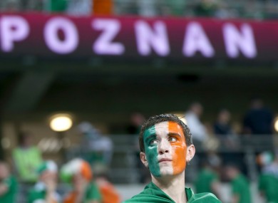 A dejected Irish fan after the game.