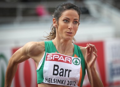 Ireland's Jessie Barr competes in the 400m hurdles earlier.