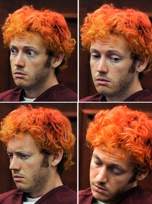 James E. Holmes during his appearance at Arapahoe County District Court yesterday