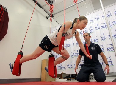 Kearney working out with sports physio David Minion.
