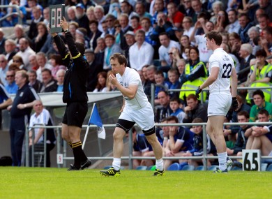 Seanie Johnston coming on as a substitute for Kildare yesterday.
