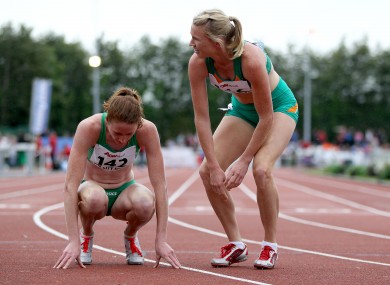 Catriona Cuddihy, right, and her sister Joanne compete in Cork last month.