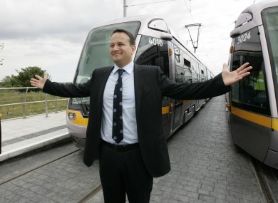 File photo of Minister for Transport Leo Varadkar and the Luas.