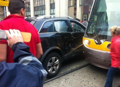 This evening's Luas crash in Dublin city centre.