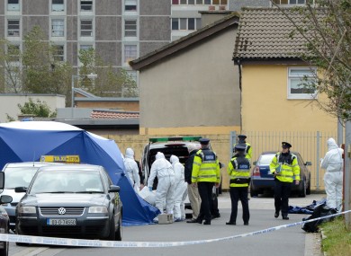 The scene outside the house in Ballymun yesterday