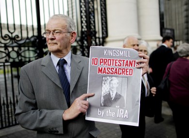 The sole survivor of the Kingsmills, Alan Black, outside government buildings today.