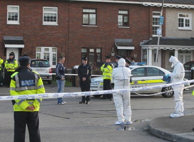 Forensic Gardai at the scene of a fatal shooting on Cloverhill Road, Clondalkin, west Dublin.
