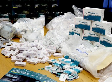 Illegal medicines and prescription drugs, seized in Belfast, Northern Ireland this month.