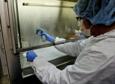 A lab technician works with stem cell samples at a lab in Louisiana (File photo)