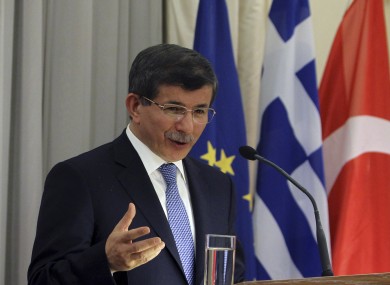 Turkish Foreign Minister Ahmet Davutoglu speaking today