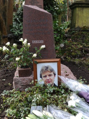The grave of Alexander Litvinenko in Highgate Cemetery in north London