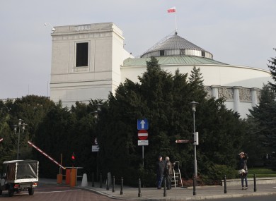 The building of Poland's Parliament photographed in Warsaw this morning - two weeks after a foiled terrorism plot.