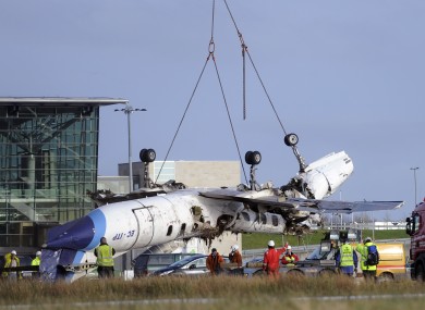 The remains of the Manx2 flight that crashed on landing at Cork airport in February 2011.