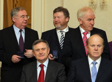 Relations between Pat Rabbitte (back, left) and Michael Noonan (front, right) were reportedly strained at last week's cabinet meeting.