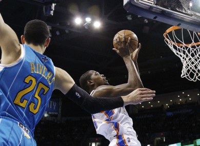 Oklahoma City Thunder forward Kevin Durant was on fire on Friday evening.