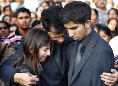 Jacinta Saldanha's family at her funeral in southwest India earlier this month.