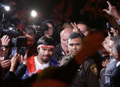 Manny Pacquiao makes his way to the ring before fighting Juan Manuel Marquez.