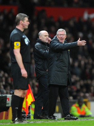 An animated Alex Ferguson on the sideline yesterday.