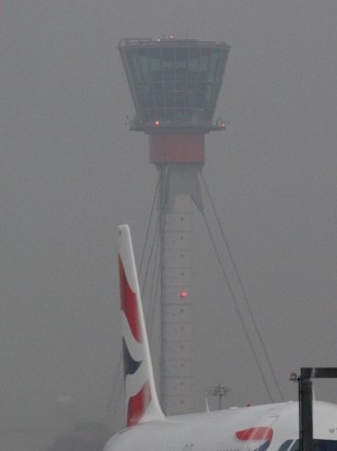 File photo of freezing fog at Heathrow Airport.