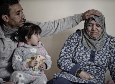 Afaf Ahmed and her family, who have recently arrived in Lebanon.