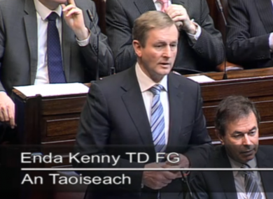 Taoiseach Enda Kenny speaking in the Dáil today