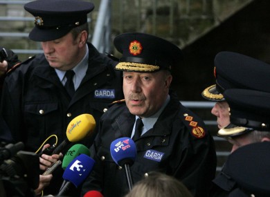 Garda Commissioner Martin Callinan speaking outside Dundalk Garda Station yesterday.