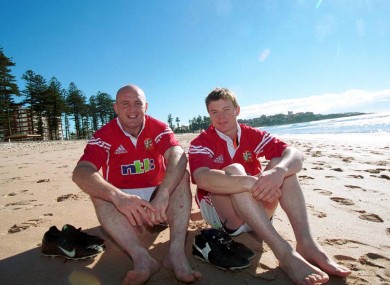 Keith Wood and Brian O'Driscoll on the 2001 Lions tour.