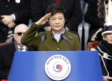 South Korea's new President Park Geun-hye at her inauguration ceremony.