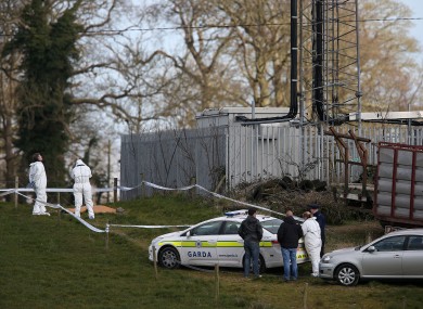 Gardaí investigate the scene at the field in Balheary yesterday