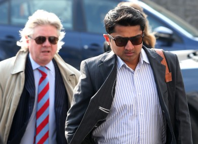 Praveen Halappanavar and his solicitor Gerard O'Donnell arrive for the inquest on Tuesday