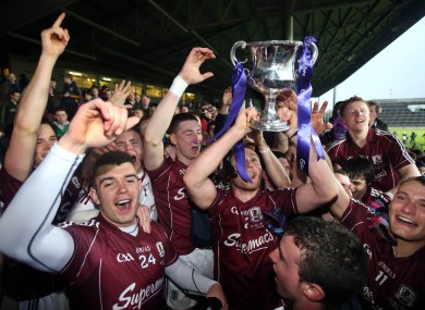 Galway players celebrate after the match.