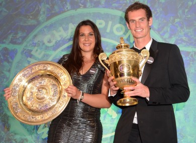 Andy Murray and France's Marion Bartoli during the Champions Ball at the Intercontinental Hotel, London last night.