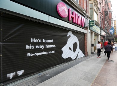 HMV Henry Street with its teaser sign.