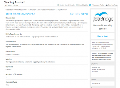 Ardscoil Rís advertised for a cleaner along with four other posts.