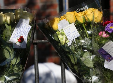 Flowers at the scene of the stabbing.